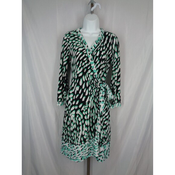 BCBG MaxAzria Black Green Adele Wrap Dress Size Small - Picture 1 of 12